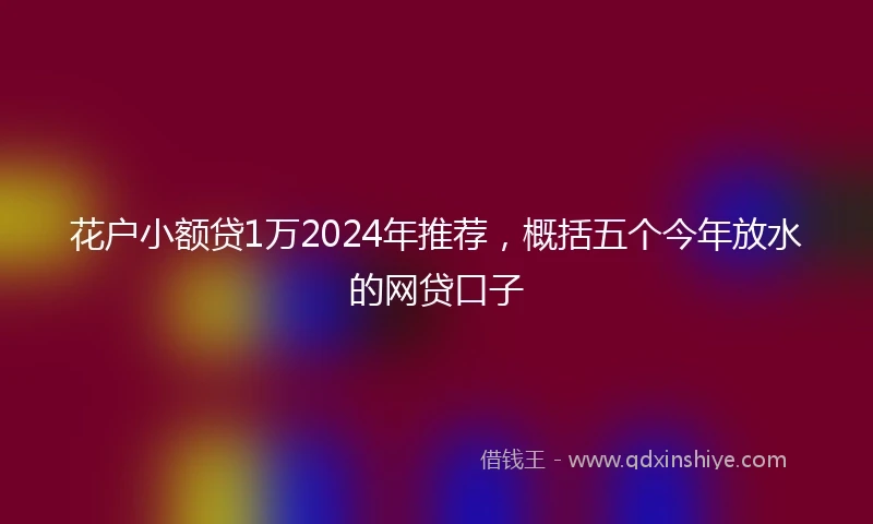 花户小额贷1万2024年推荐,概括五个今年放水的网贷口子