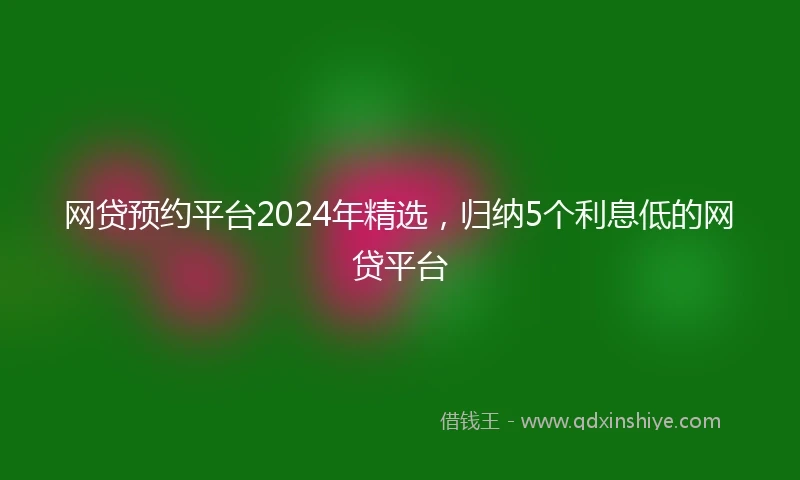网贷预约平台2024年精选，归纳5个利息低的网贷平台