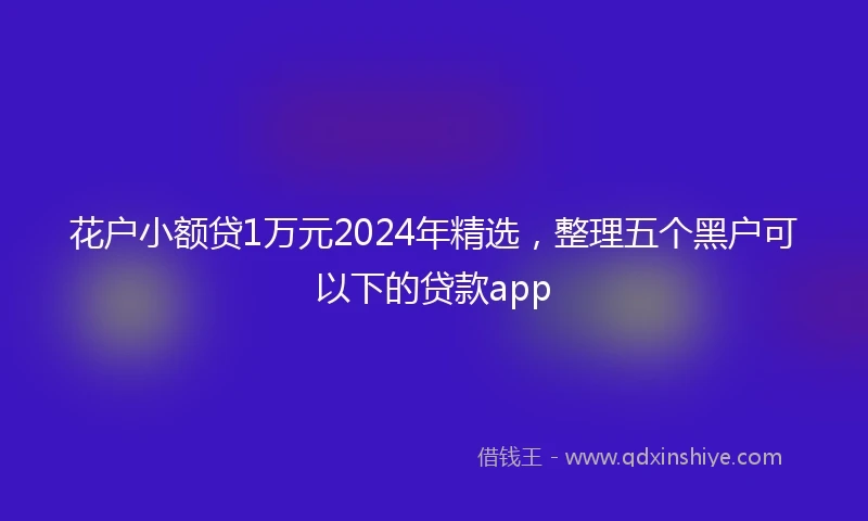 花户小额贷1万元2024年精选,整理五个黑户可以下的贷款app