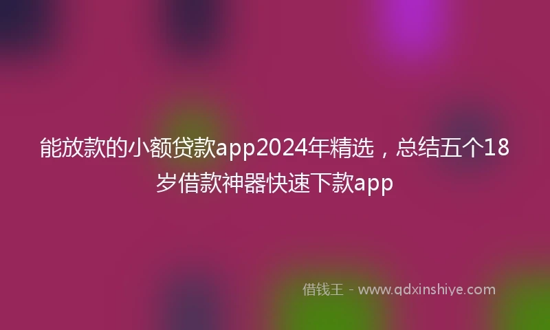 能放款的小额贷款app2024年精选，总结五个18岁借款神器快速下款app