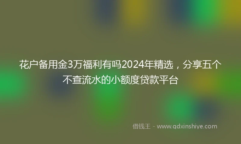 花户备用金3万福利有吗2024年精选，分享五个不查流水的小额度贷款平台