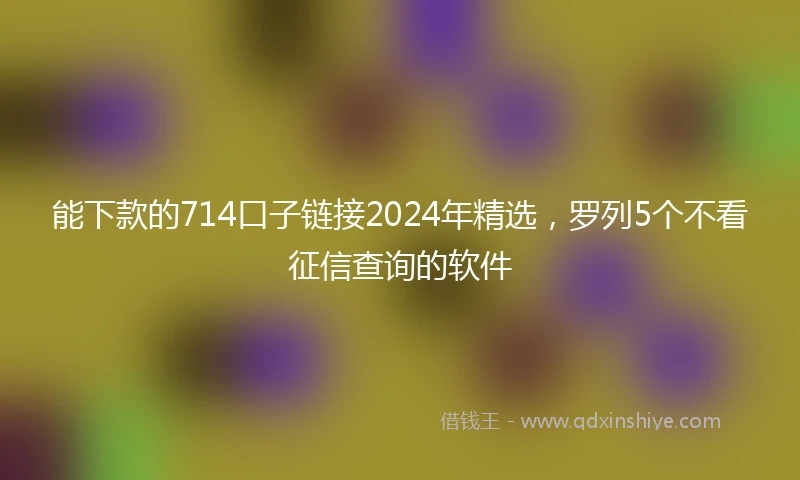 能下款的714口子链接2024年精选，罗列5个不看征信查询的软件