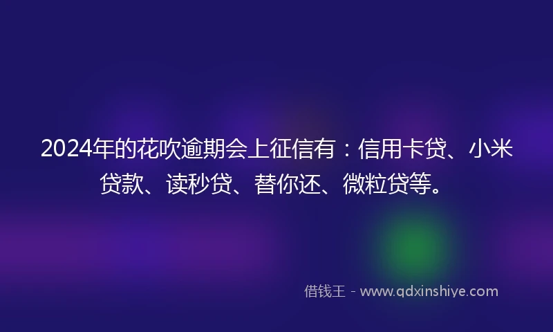2024年的花吹逾期会上征信有：信用卡贷、小米贷款、读秒贷、替你还、微粒贷等。