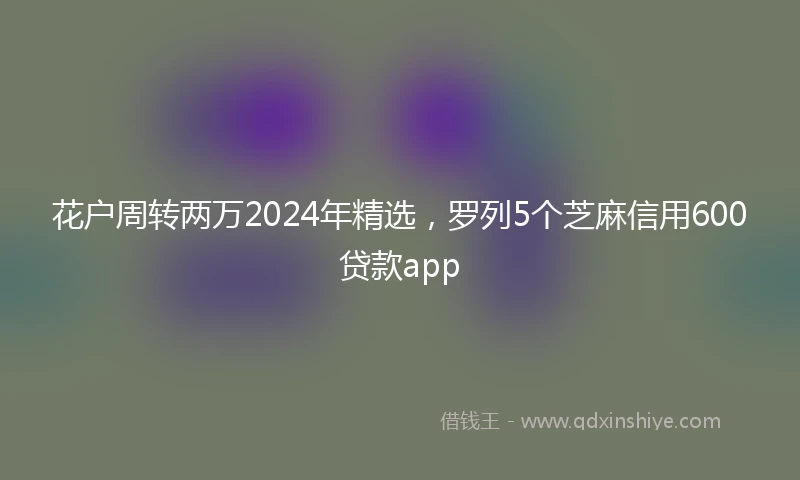 花户周转两万2024年精选，罗列5个芝麻信用600贷款app