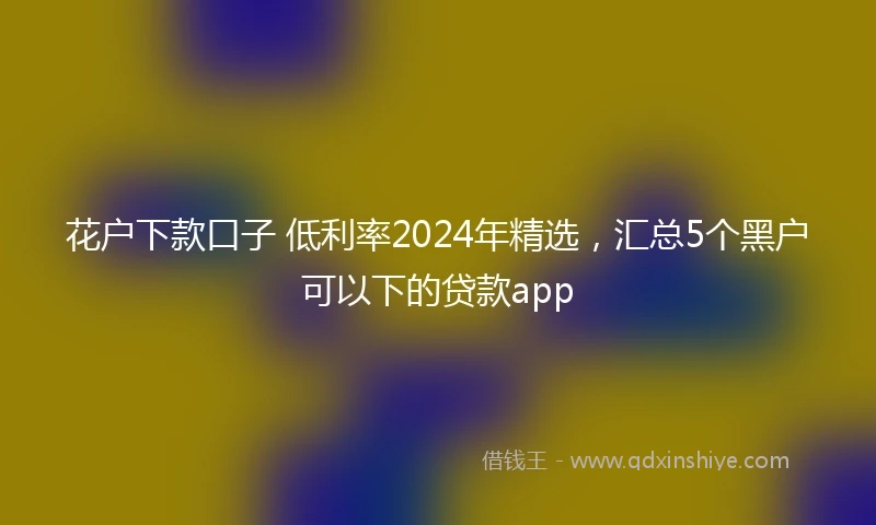 花户下款口子 低利率2024年精选，汇总5个黑户可以下的贷款app