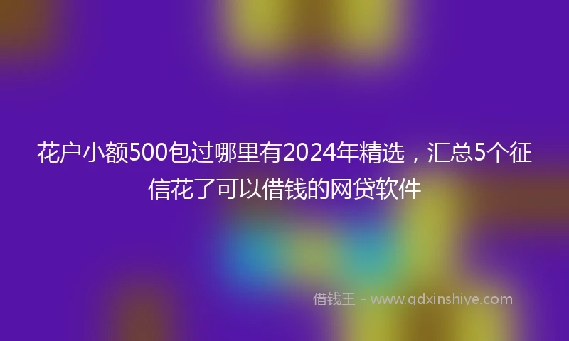 花户小额500包过哪里有2024年精选，汇总5个征信花了可以借钱的网贷软件