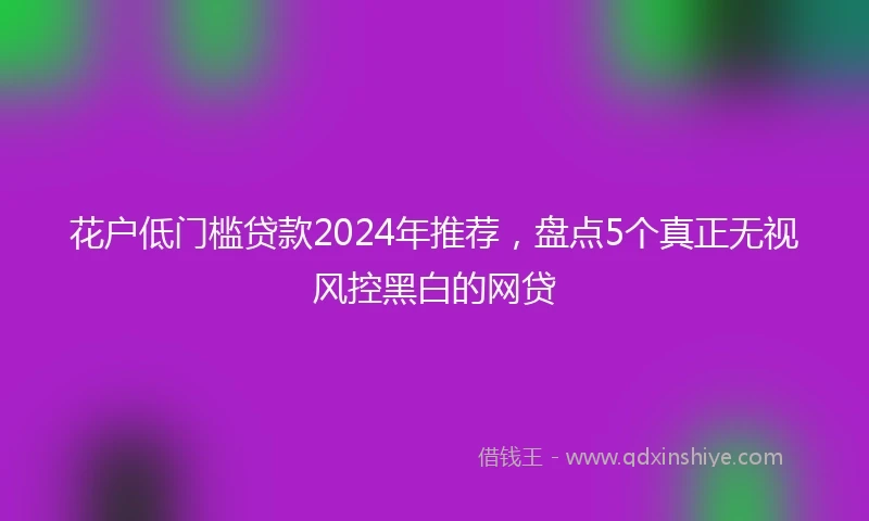 花户低门槛贷款2024年推荐，盘点5个真正无视风控黑白的网贷