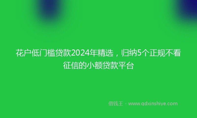 花户低门槛贷款2024年精选，归纳5个正规不看征信的小额贷款平台