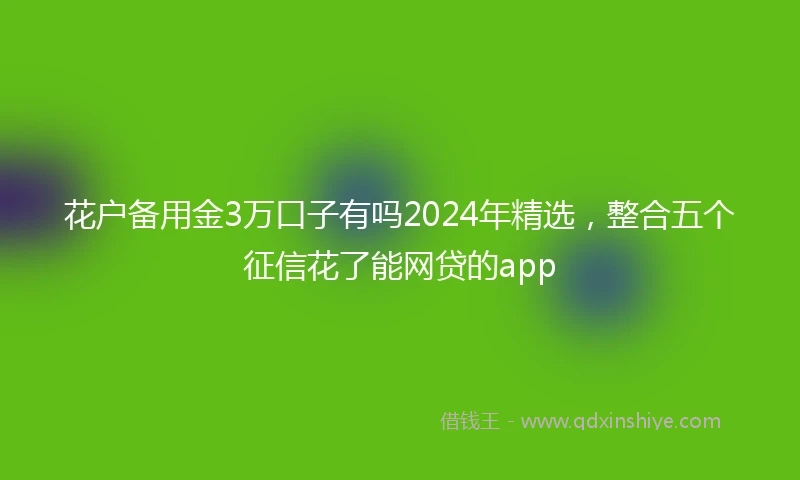 花户备用金3万口子有吗2024年精选，整合五个征信花了能网贷的app