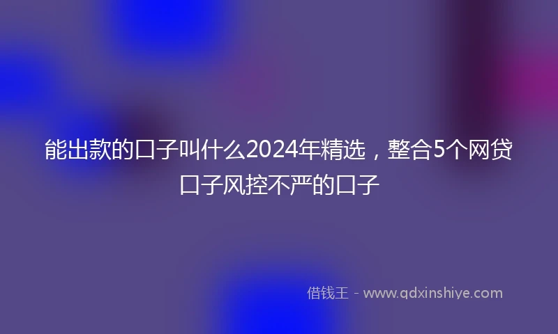 能出款的口子叫什么2024年精选，整合5个网贷口子风控不严的口子