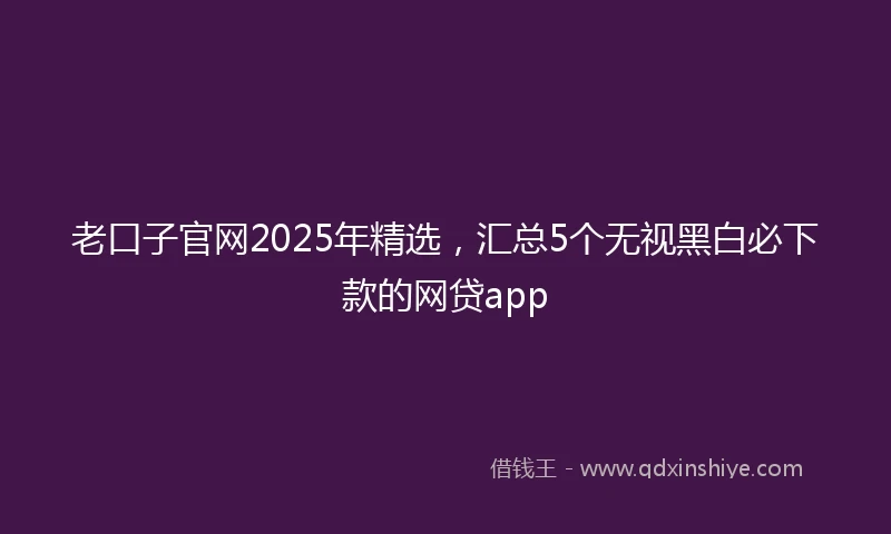 老口子官网2025年精选，汇总5个无视黑白必下款的网贷app