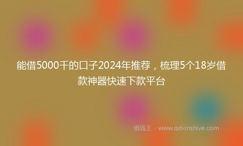 能借5000千的口子2024年推荐，梳理5个18岁借款神器快速下款平台
