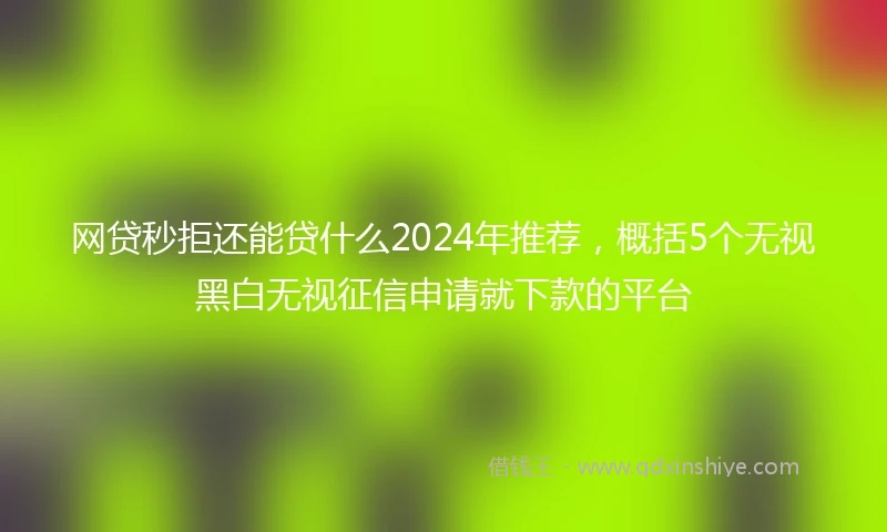 网贷秒拒还能贷什么2024年推荐，概括5个无视黑白无视征信申请就下款的平台