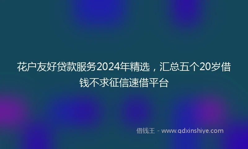 花户友好贷款服务2024年精选，汇总五个20岁借钱不求征信速借平台