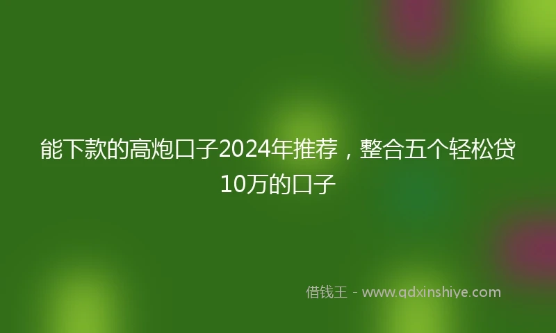 能下款的高炮口子2024年推荐，整合五个轻松贷10万的口子