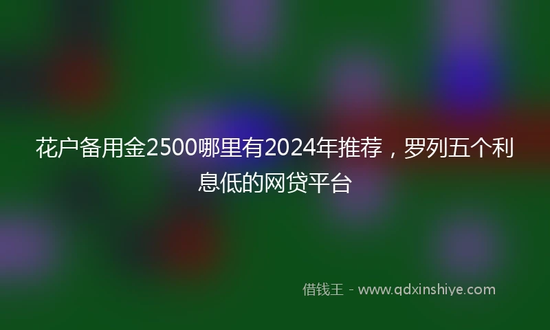 花户备用金2500哪里有2024年推荐，罗列五个利息低的网贷平台