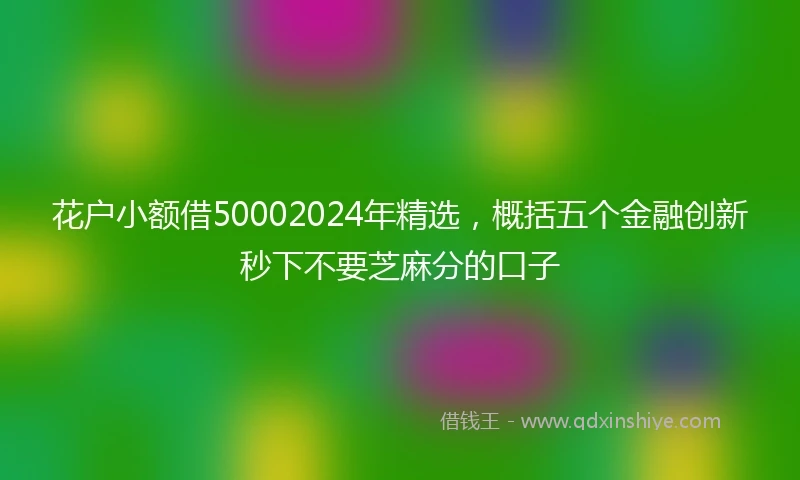 花户小额借50002024年精选，概括五个金融创新秒下不要芝麻分的口子