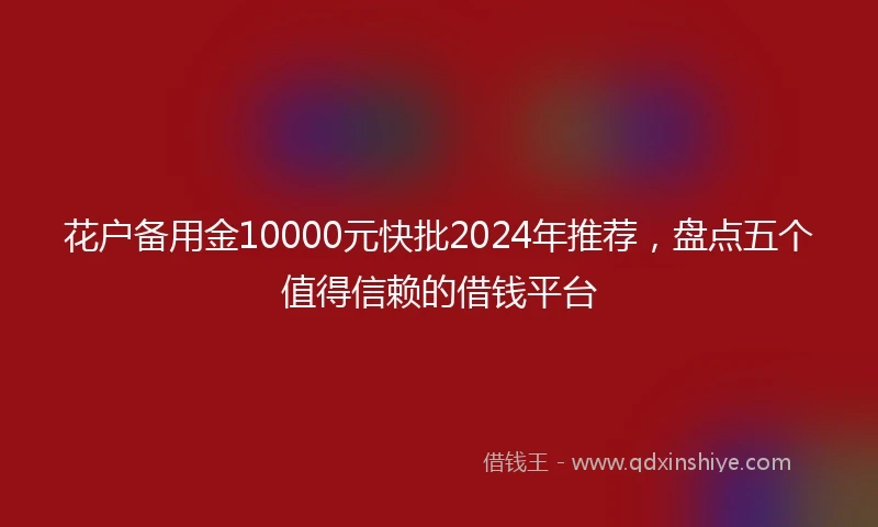 花户备用金10000元快批2024年推荐，盘点五个值得信赖的借钱平台