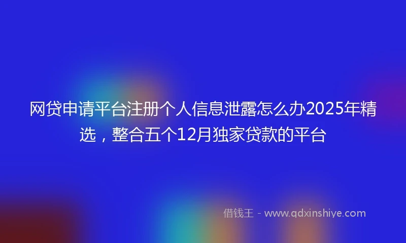 网贷申请平台注册个人信息泄露怎么办2025年精选，整合五个12月独家贷款的平台