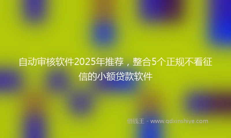 自动审核软件2025年推荐，整合5个正规不看征信的小额贷款软件