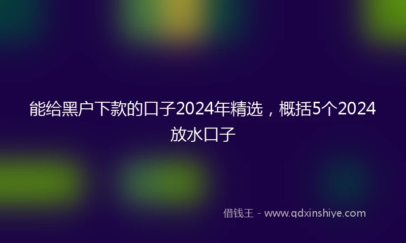 能给黑户下款的口子2024年精选，概括5个2024放水口子