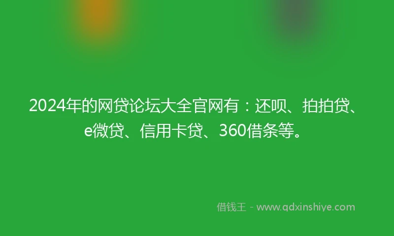 2024年的网贷论坛大全官网有：还呗、拍拍贷、e微贷、信用卡贷、360借条等。