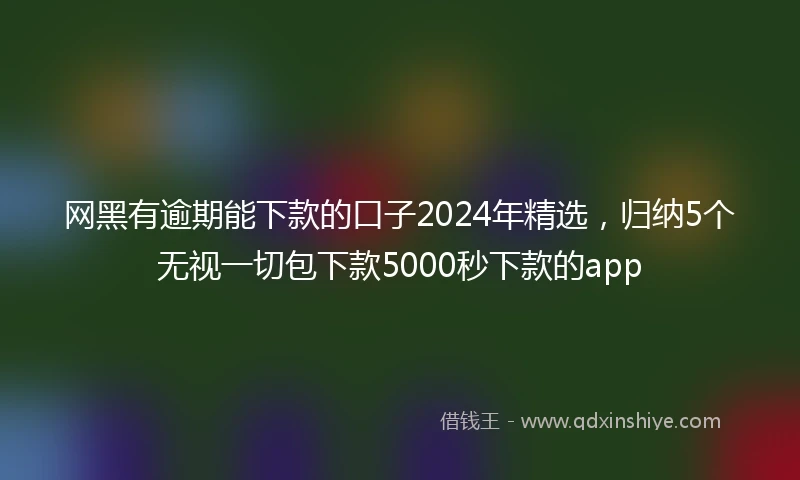 网黑有逾期能下款的口子2024年精选,归纳5个无视一切包下款5000秒下款的app