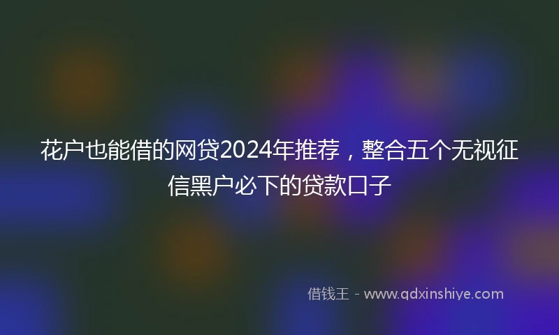 花户也能借的网贷2024年推荐，整合五个无视征信黑户必下的贷款口子