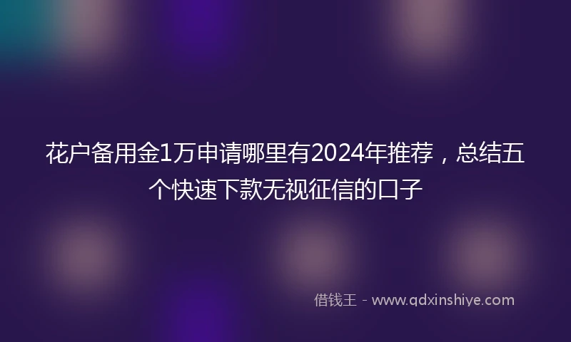 花户备用金1万申请哪里有2024年推荐，总结五个快速下款无视征信的口子