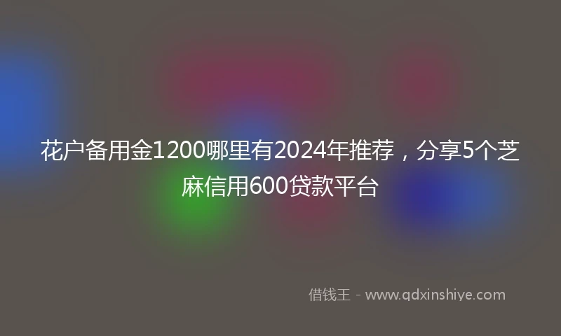 花户备用金1200哪里有2024年推荐，分享5个芝麻信用600贷款平台