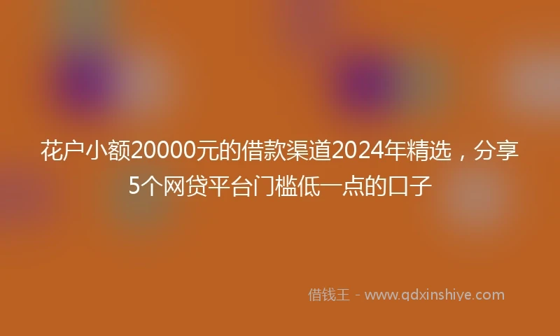 花户小额20000元的借款渠道2024年精选，分享5个网贷平台门槛低一点的口子