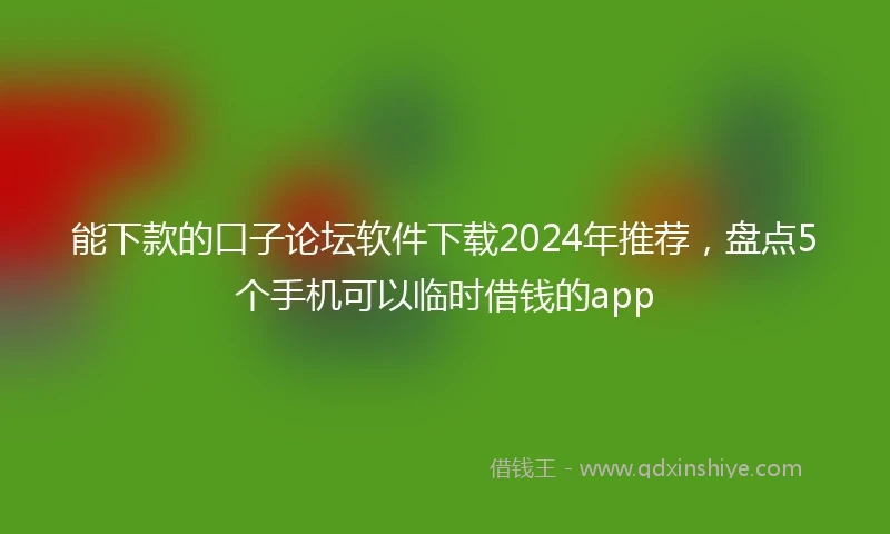 能下款的口子论坛软件下载2024年推荐，盘点5个手机可以临时借钱的app