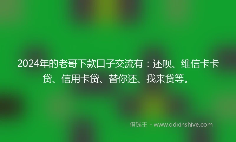 2024年的老哥下款口子交流有：还呗、维信卡卡贷、信用卡贷、替你还、我来贷等。