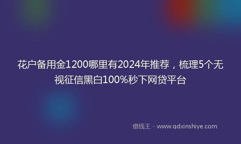 花户备用金1200哪里有2024年推荐，梳理5个无视征信黑白100%秒下网贷平台