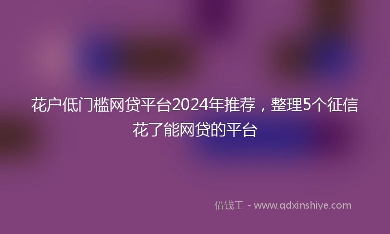 花户低门槛网贷平台2024年推荐，整理5个征信花了能网贷的平台