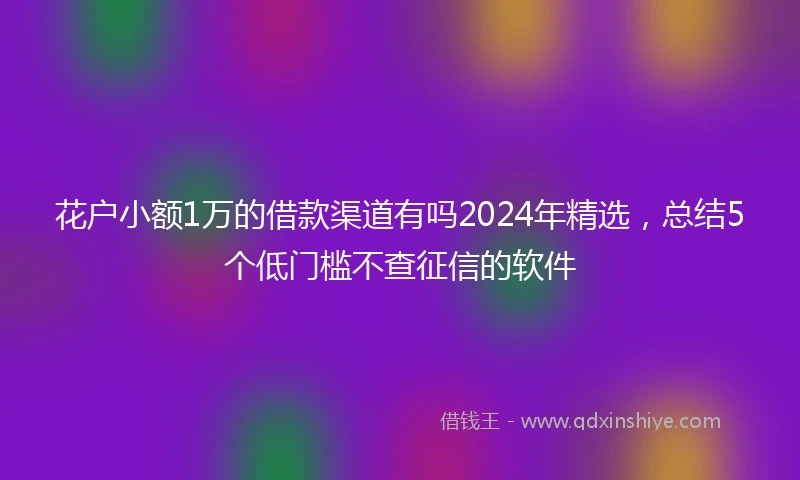 花户小额1万的借款渠道有吗2024年精选，总结5个低门槛不查征信的软件