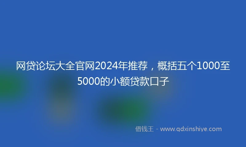 网贷论坛大全官网2024年推荐，概括五个1000至5000的小额贷款口子