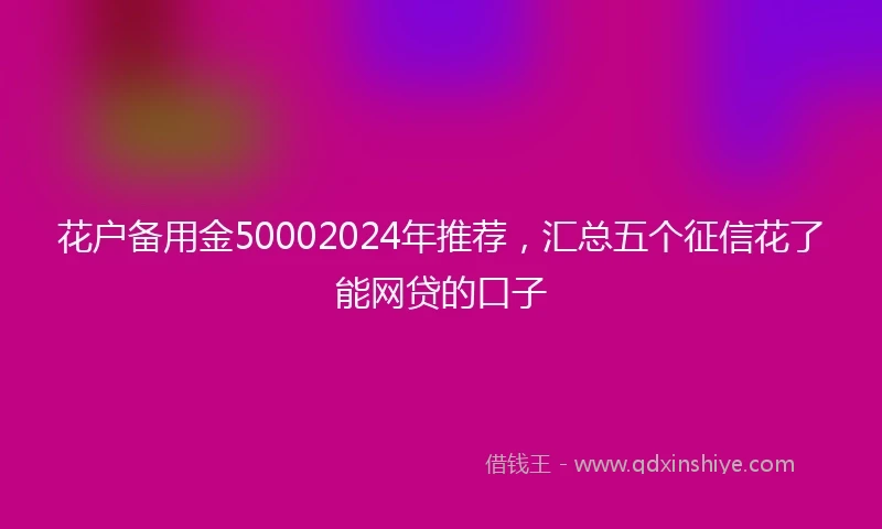 花户备用金50002024年推荐,汇总五个征信花了能网贷的口子