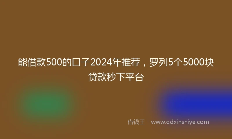 能借款500的口子2024年推荐，罗列5个5000块贷款秒下平台