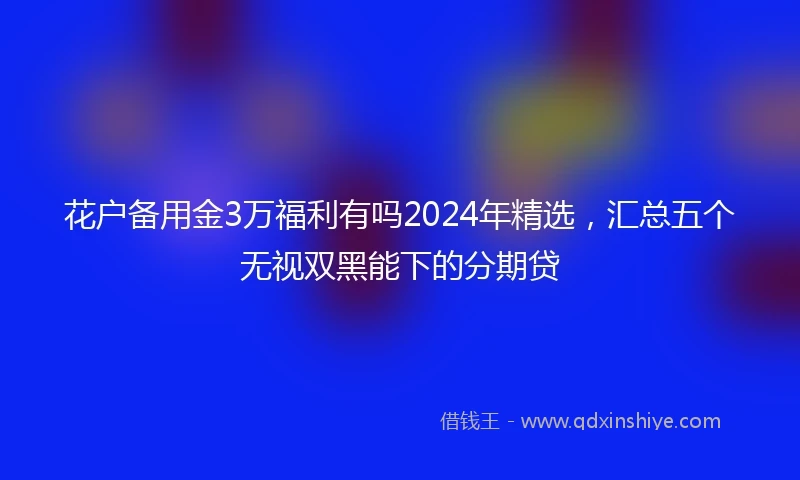 花户备用金3万福利有吗2024年精选，汇总五个无视双黑能下的分期贷