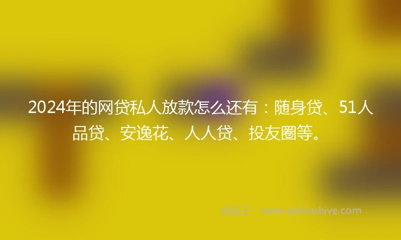 2024年的网贷私人放款怎么还有：随身贷、51人品贷、安逸花、人人贷、投友圈等。