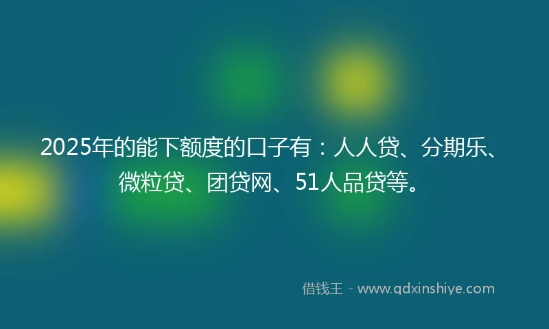 2025年的能下额度的口子有：人人贷、分期乐、微粒贷、团贷网、51人品贷等。