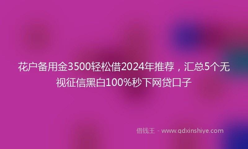 花户备用金3500轻松借2024年推荐，汇总5个无视征信黑白100%秒下网贷口子