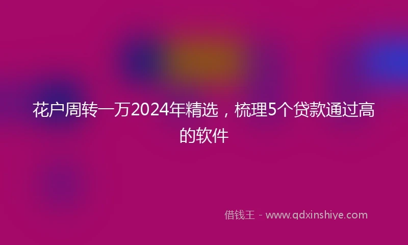 花户周转一万2024年精选，梳理5个贷款通过高的软件