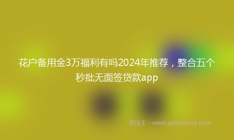 花户备用金3万福利有吗2024年推荐，整合五个秒批无面签贷款app