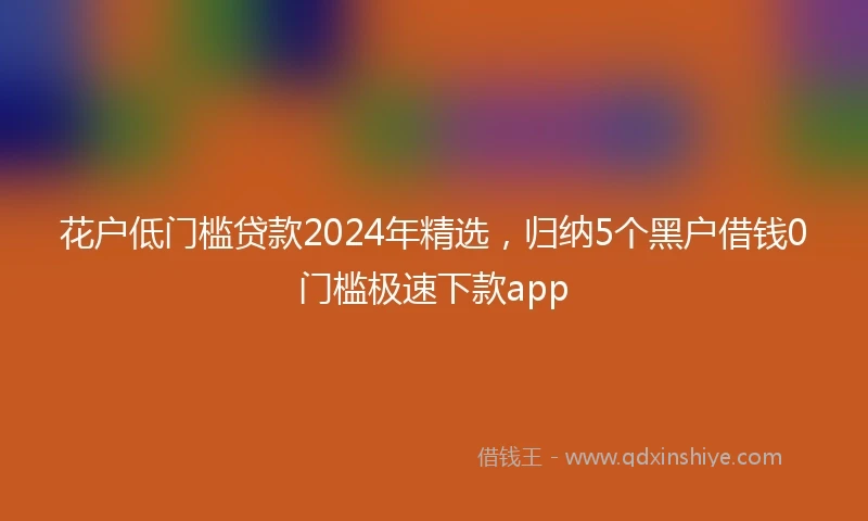 花户低门槛贷款2024年精选，归纳5个黑户借钱0门槛极速下款app