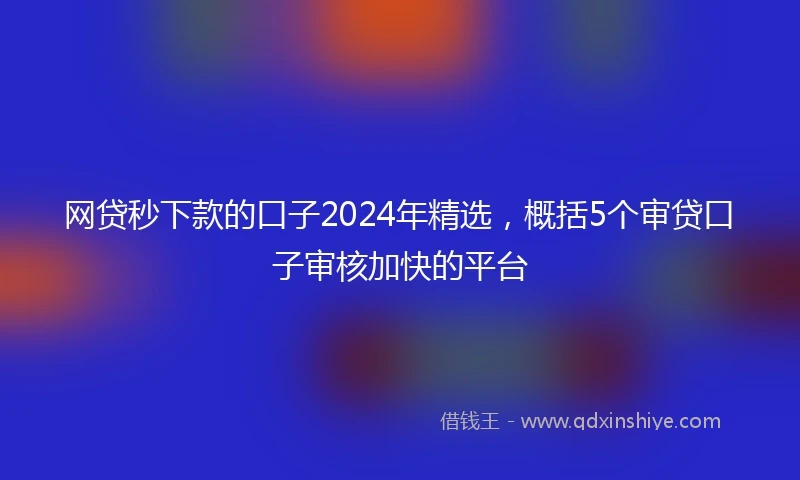 网贷秒下款的口子2024年精选，概括5个审贷口子审核加快的平台