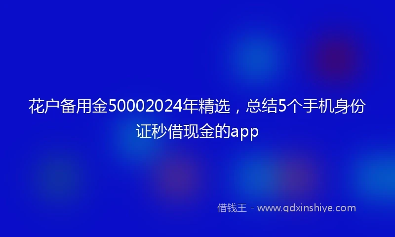 花户备用金50002024年精选,总结5个手机身份证秒借现金的app