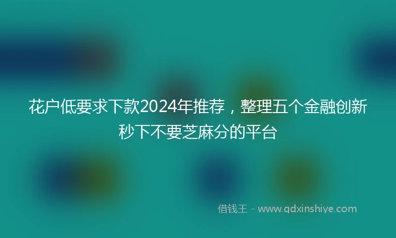 花户低要求下款2024年推荐，整理五个金融创新秒下不要芝麻分的平台