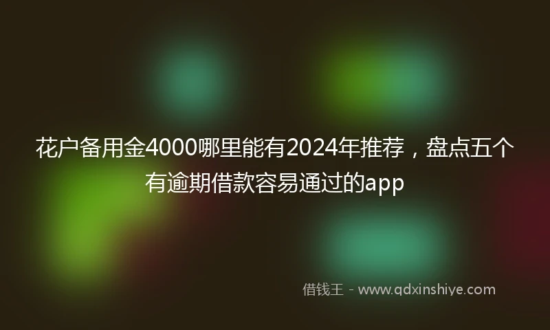 花户备用金4000哪里能有2024年推荐，盘点五个有逾期借款容易通过的app